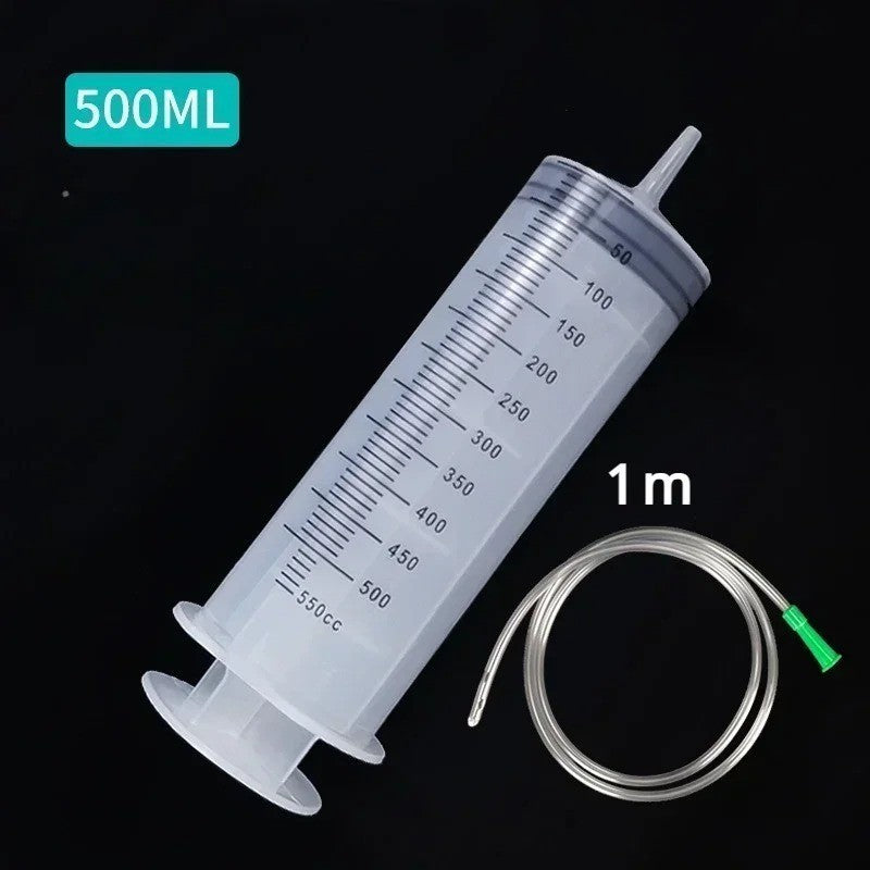 500ml Large Capacity Syringe Reusable Pump Oil Measuring with 1M Clear Tube