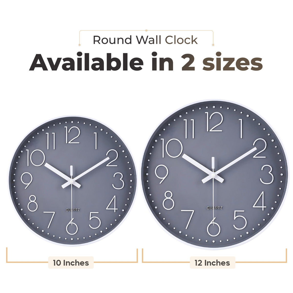 Wall Clock Silent Non Ticking Clock for Living Room Bedroom Kitchen Office UK