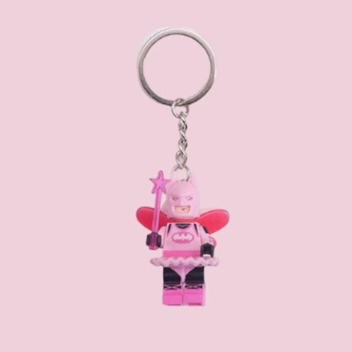 Pink Fairy Batman Lego Keychain Couple Valentine Day Gift Keyring