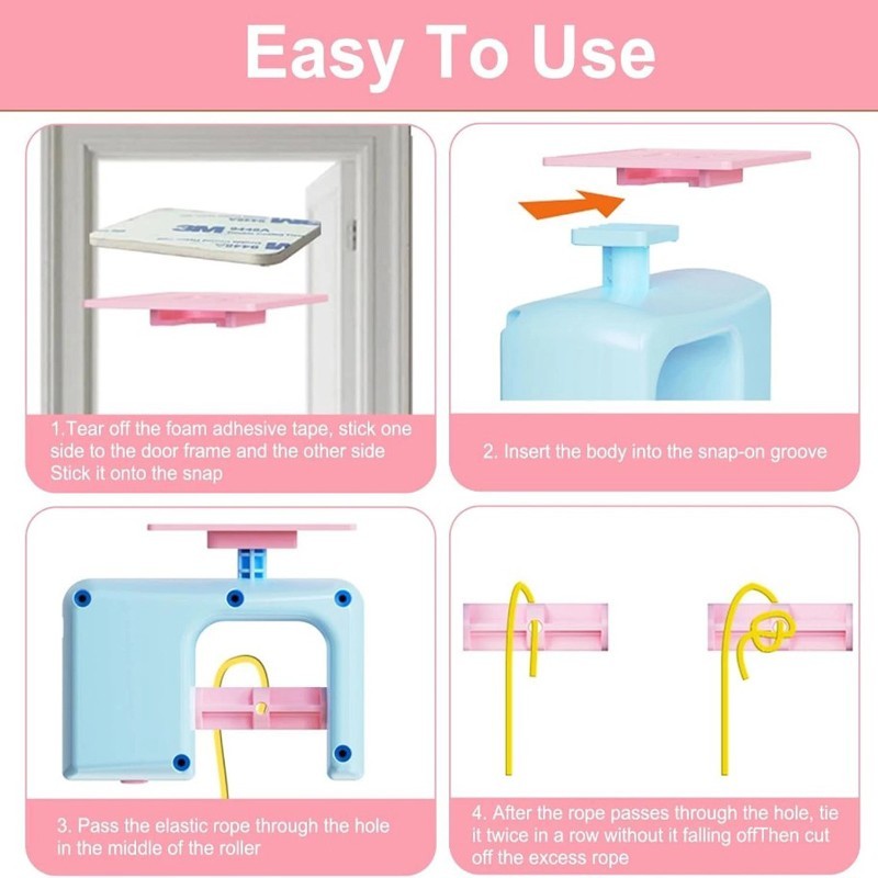 Hanging Cat Toy Retractable Door Rope Interactive Cat Teaser Play Stick UK