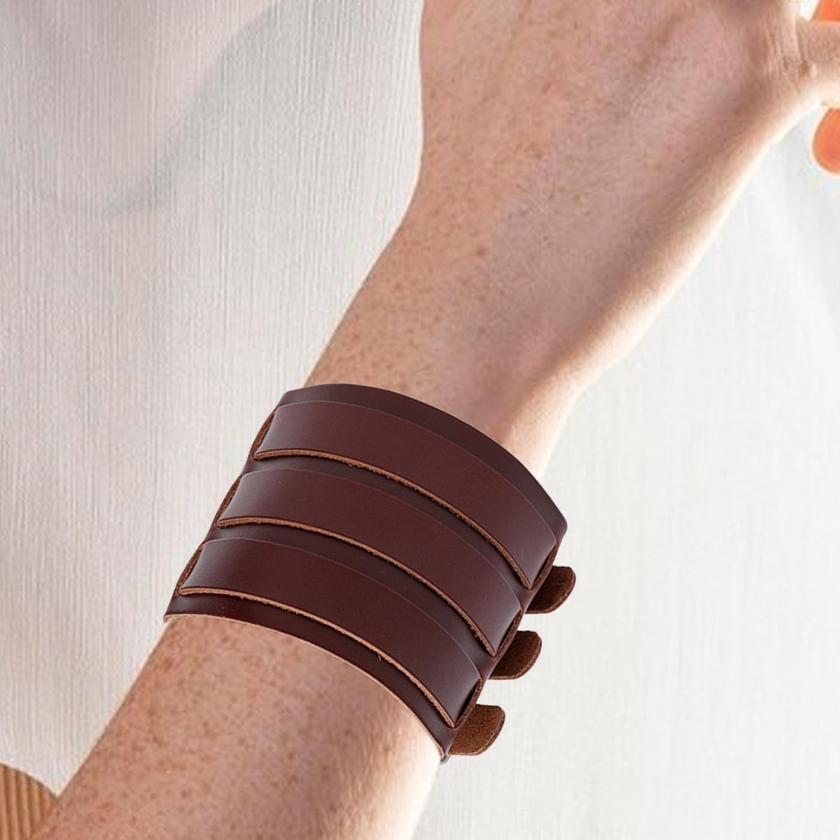 Men Cuff Bracelet Charm PU Accessories Wrist Bangle for
