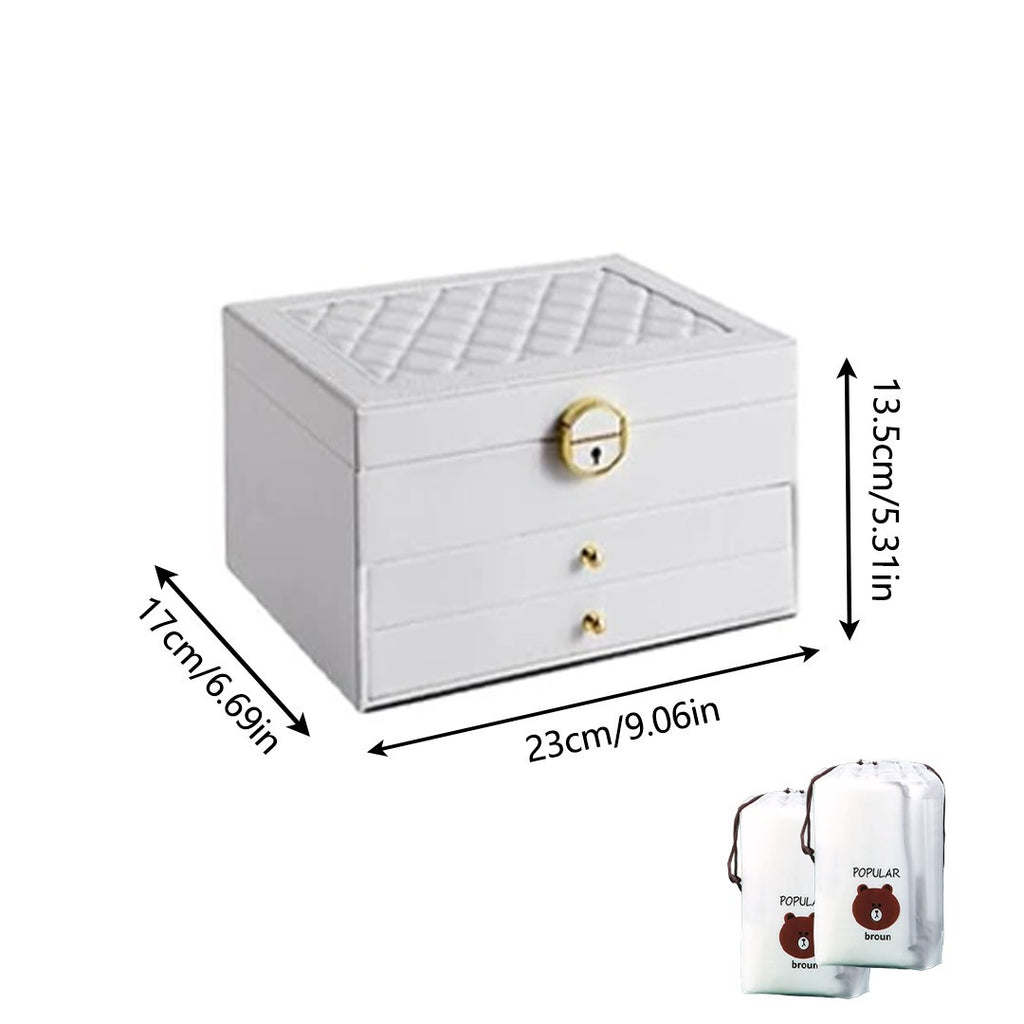Large 3 Layer Jewellery Organizer Storage Necklace Storage Box Drawer Cabinet