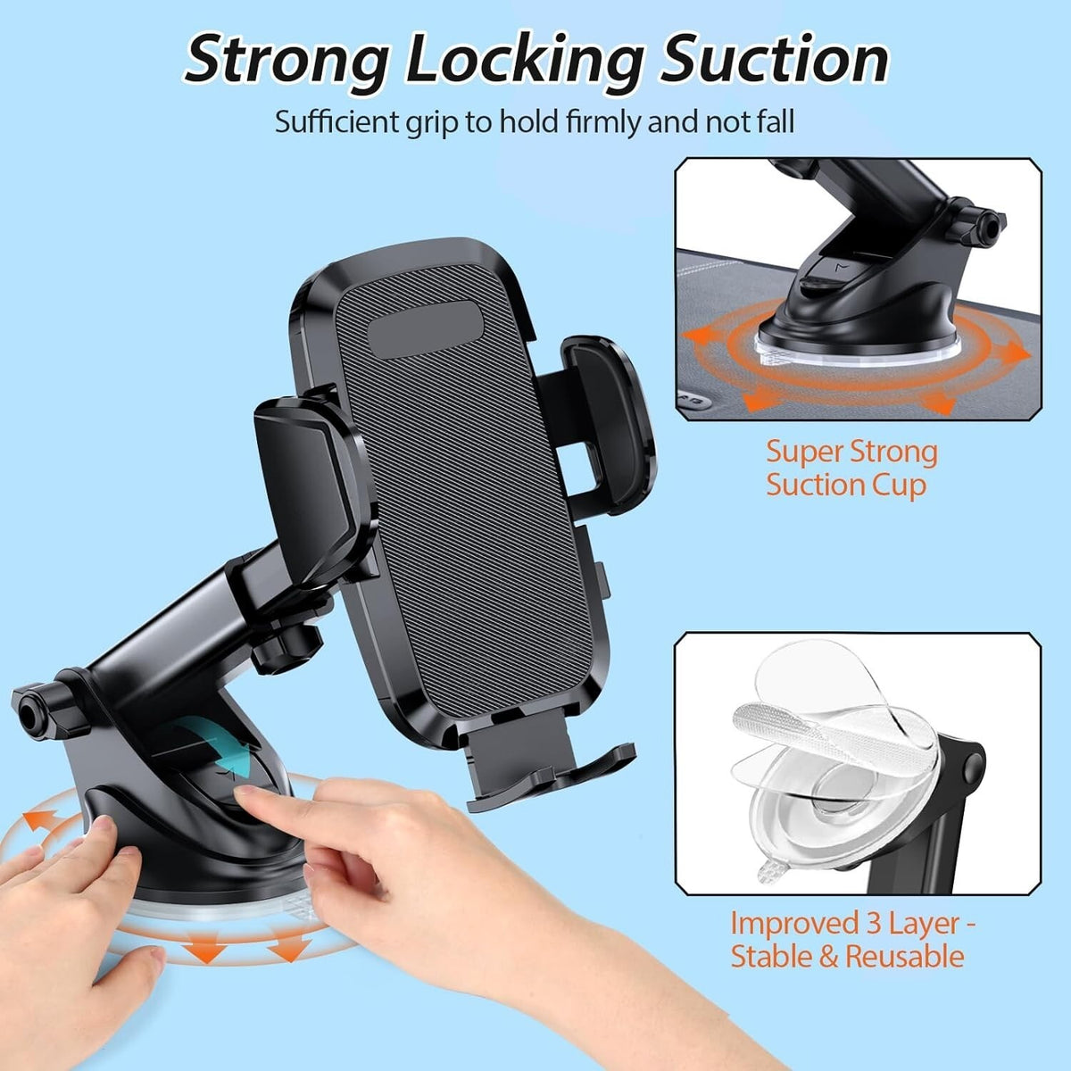 Car Phone Holder Universal Mount Mobile iPhone Windscreen Dashboard or Air Vent