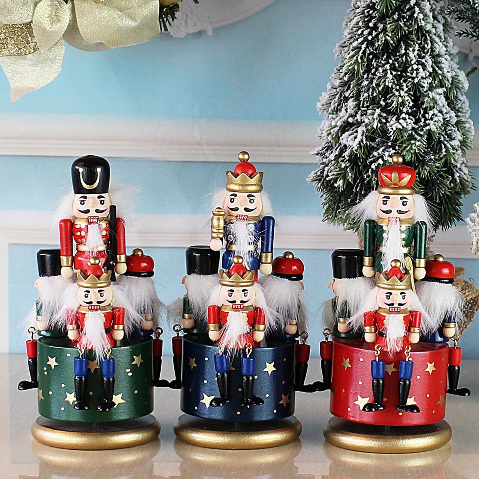 Christmas Music Box Funny Nutcracker Musical Box Hand-painted Rotating Octave Bo