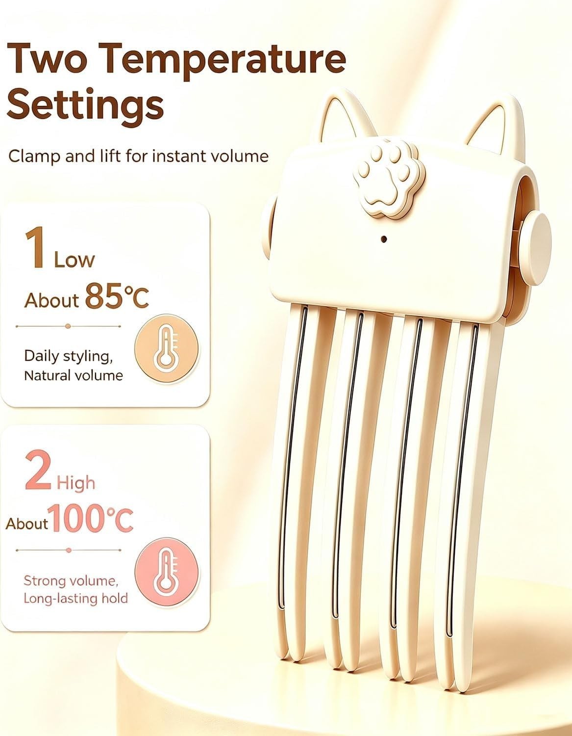 Electric Cordless Heated Hair Volume Clip - Root Clips for Curly Hair Volume
