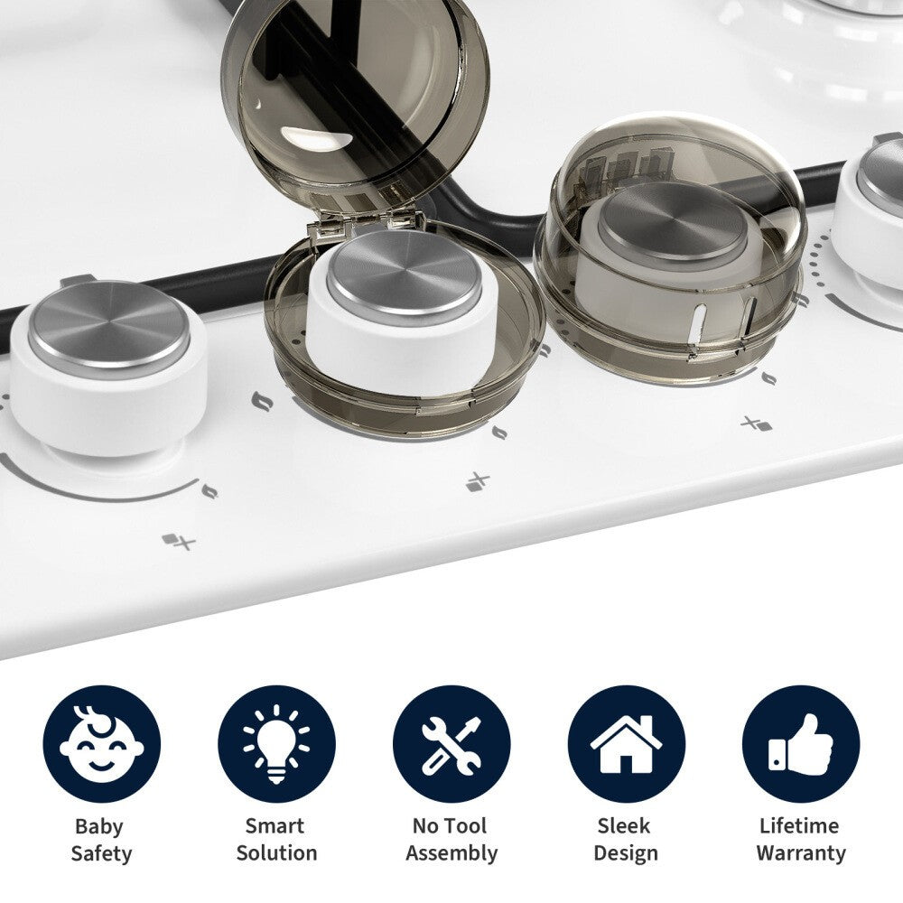 Wellrun 6 Pcs Gas Stove Knob Covers,Child Safety Protector for Oven black