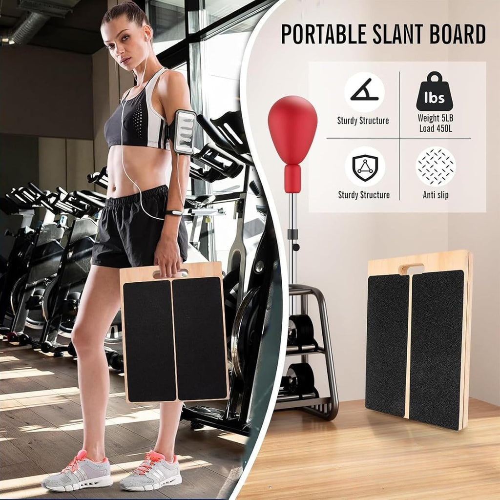 Foldable Wooden Slant Board Calf Stretcher Incline Board Yoga Gym Home Workout