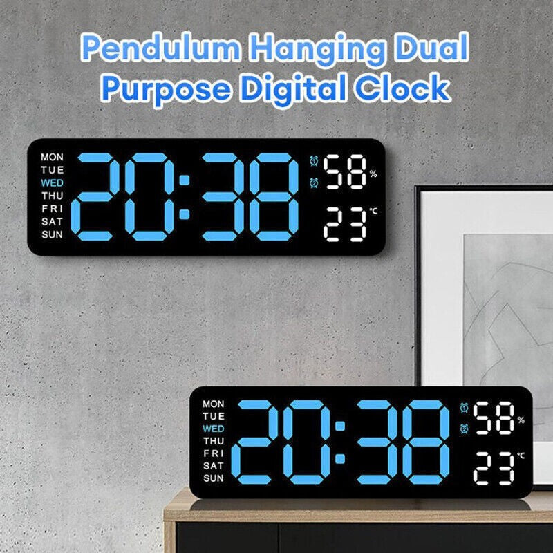 Digital LED Large Display Wall Desk Alarm Clock With Calendar Temperature Date