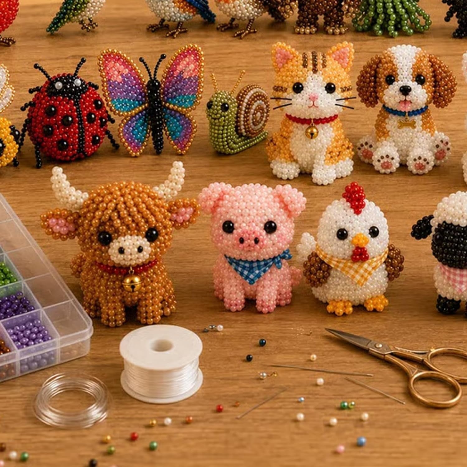 Tiny 3D Beaded Animal DIY Kit Cute Bird Animal Beading Craft Set Handmade Art UK