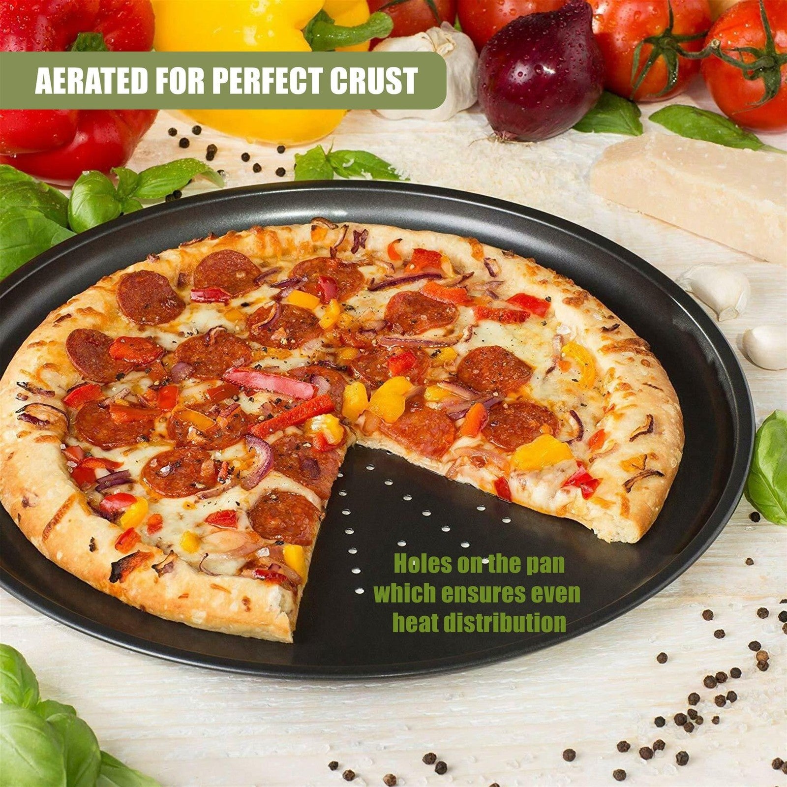 3x12.6" Large Non Stick Pizza Tray Baking Round Oven Tray Carbon Steel Pizza Pan