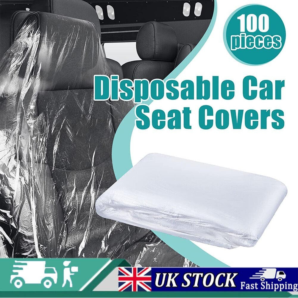 100pcs UK Disposable Plastic Valet Roll Protective Car Seat Covers