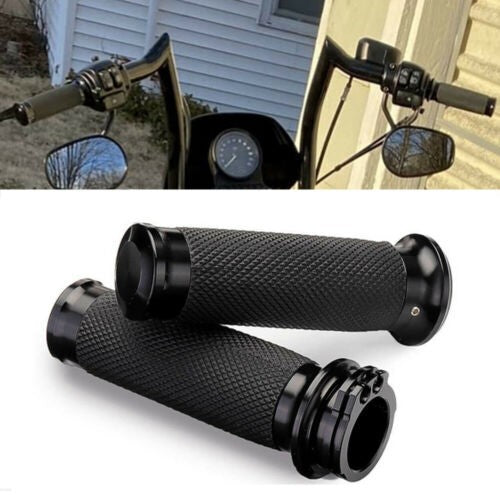 1 Pair 1 inch 25mm Motorcycle Black Handle Bar Hand Grips for Harley XL883 1200