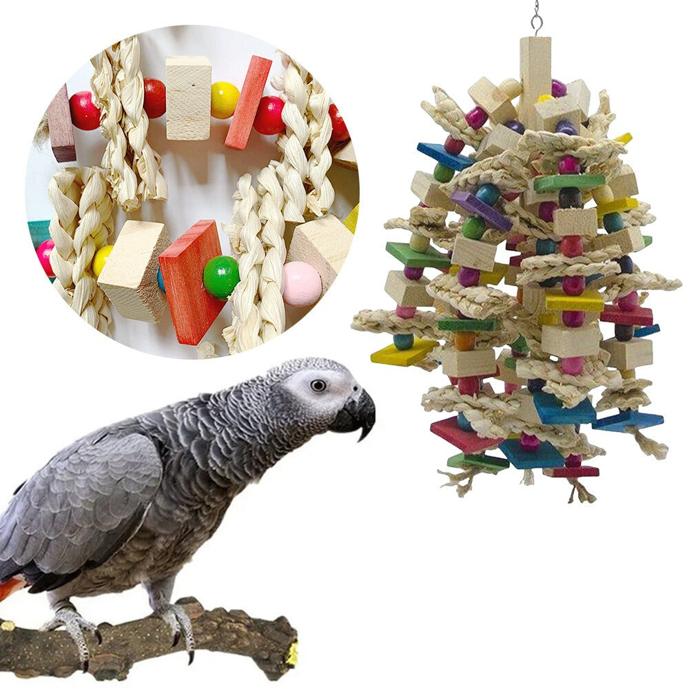 Bird- Cage Biting Toy for African Grey Macaws Cockatoos Large Parrot Chewing Toy