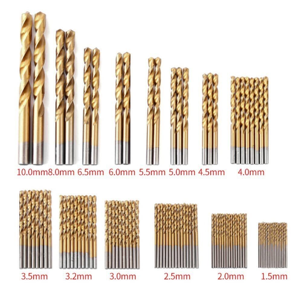 HSS Drill Bit Set cw Metal Case 1mm-10mm Bits Metal Wood Plastic 99PC Kit