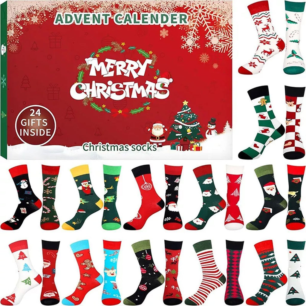 Christmas Sock Advent Calendar Countdown Sock Set for Adults Men Women 12 Pairs