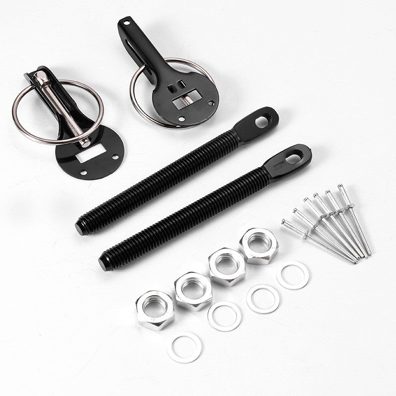 Pair Bonnet Pin Kit Competition Alloy, Brisca, Race, Rally BLACK
