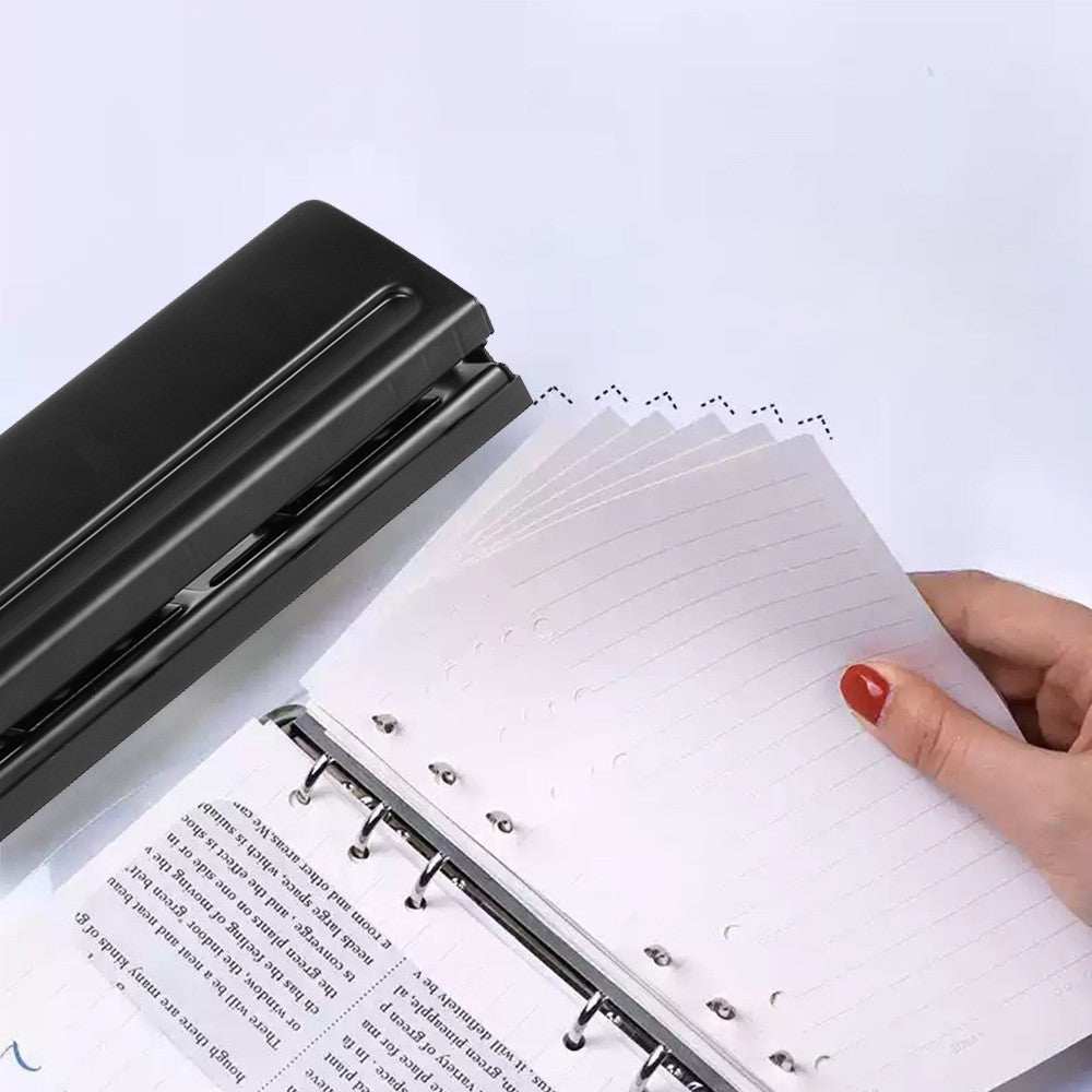 6-Hole Adjustable Metal Paper Punch A4 A5 A6 for Filofax Organisers – Black