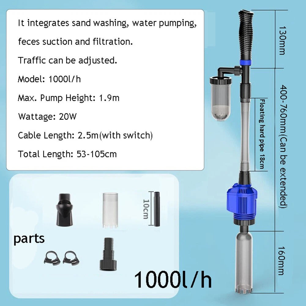 Aquarium Gravel Battery Fish Tank Vacuum Siphon Syphon Cleaner Filter Pump