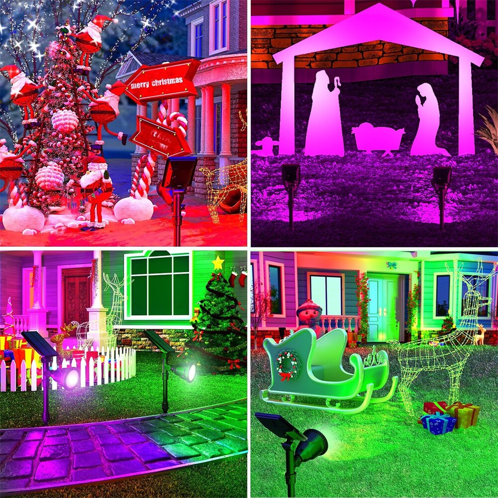 7LED Solar Spot Lights LED Colour Changing Projection Stake Garden Light Outdoor