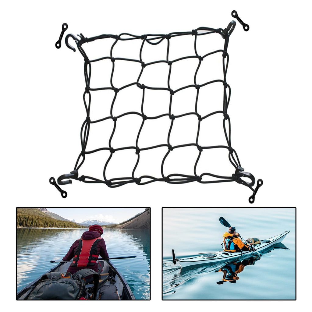 15"x15" Deck Cargo Net Kayak for Canoe Boat Lashing Hooks Bungee Fishing