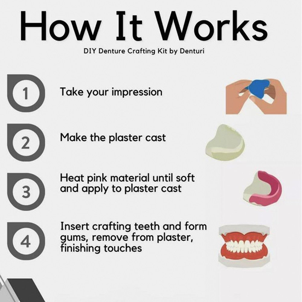 DIY Denture Fake Teeth - Full or Partial Denture Repair Missing Teeth Set