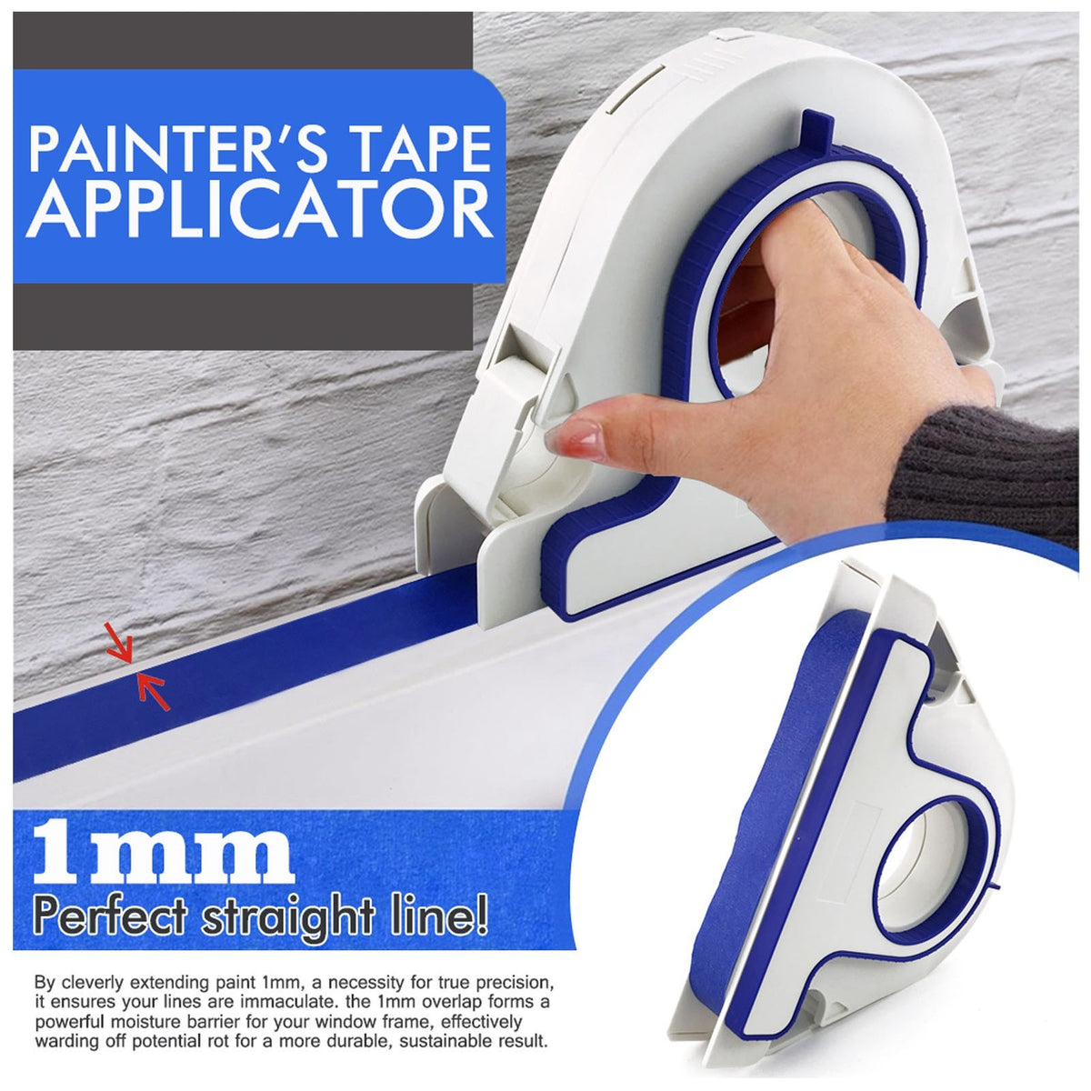 Masking Paint Tape Applicator Set Blue Painter Tape Dispenser Tool 25mm Width UK