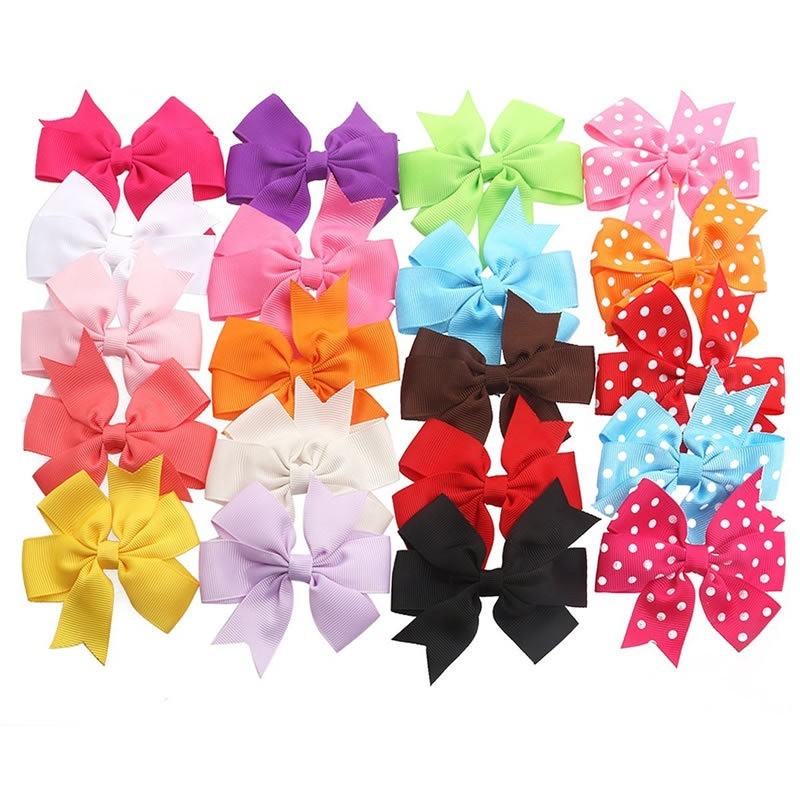40PCS Baby Girls kids Ribbon Bow Alligator Hair Clip Cute Bows Clips School Pair