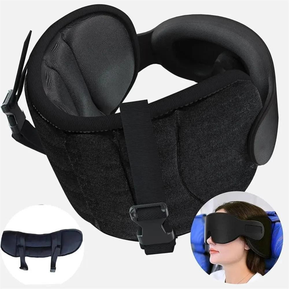 Travel Neck Pillow Airplane Support Headrest Long Flight Eye mask