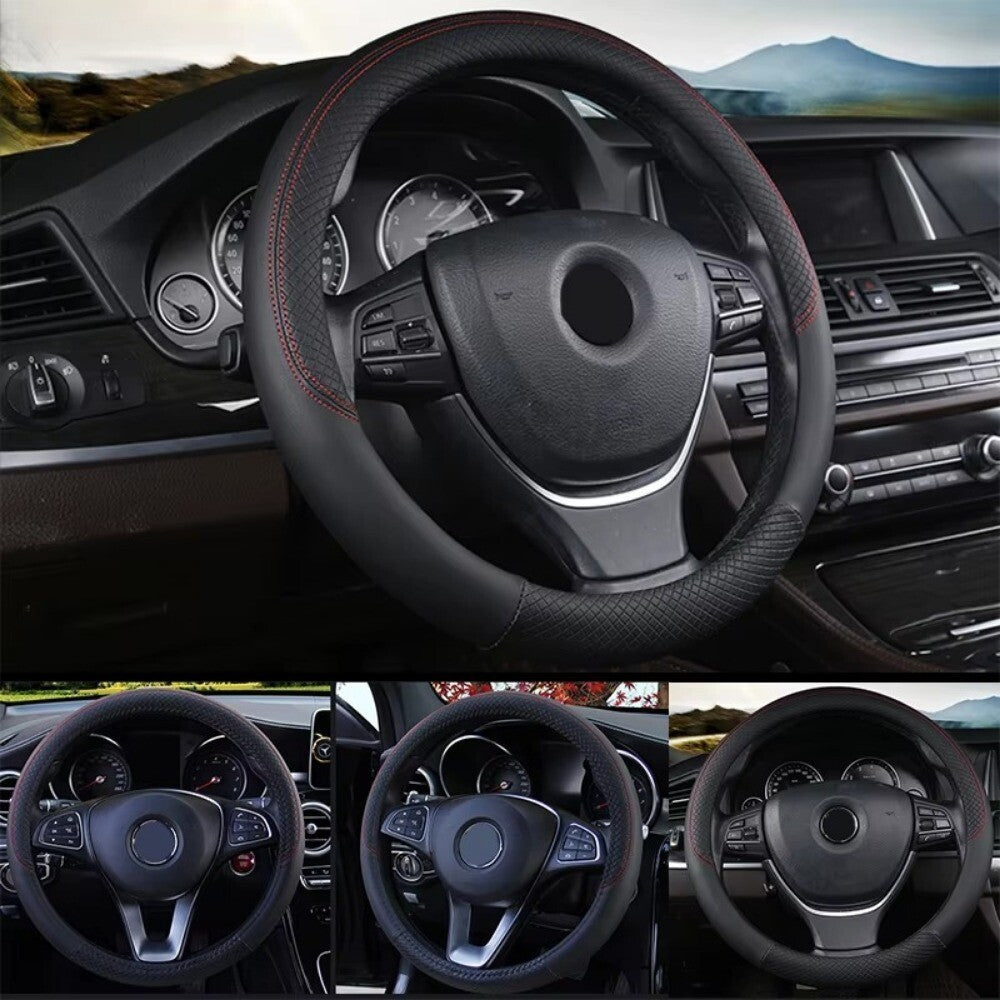 PU Leather Steering Wheel Cover 38cm Steering Cover  Car Interior Decoration