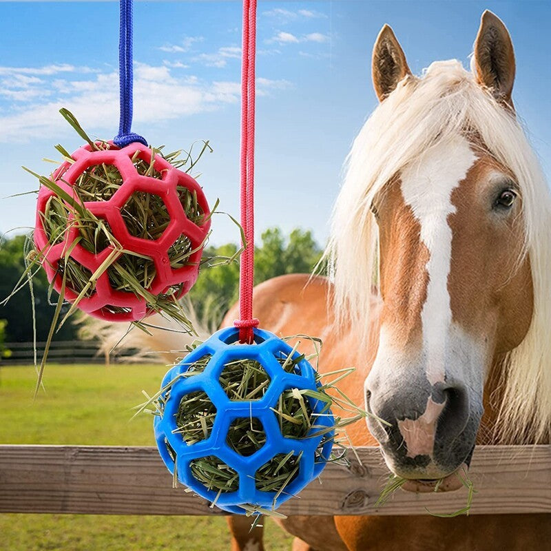 2PCS Horse Treat Ball Hay Feeder Toy Hanging Feeding Toy For Horse Stable NEW