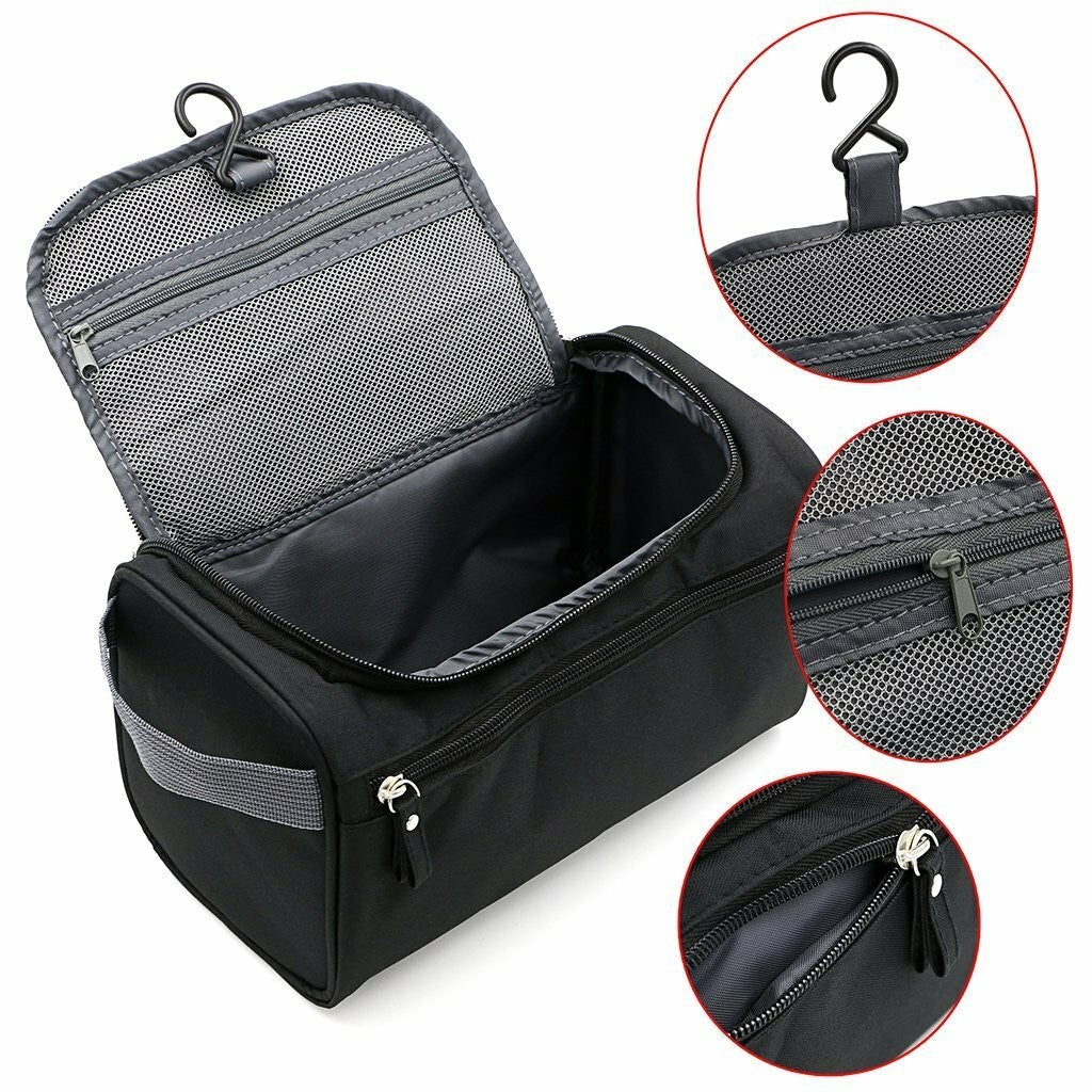 UK Mens Travel Wash Bag Hanging Toiletry Large Capacity Shaving Gym Makeup Bag