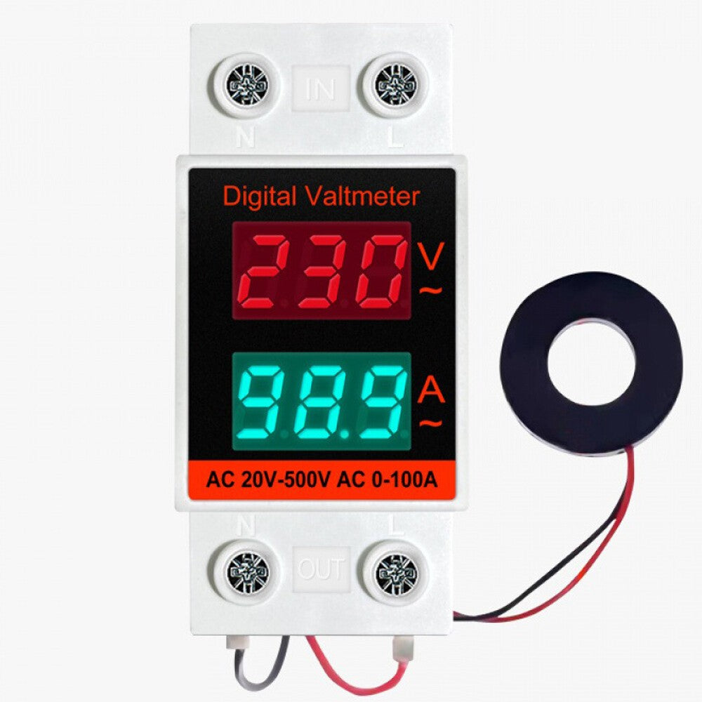Din Rail AC Monitor Single Phase Voltage Current Power Meter Voltmeter Ammeter