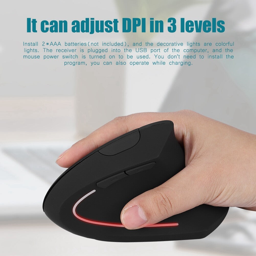 Left Handed 2.4Ghz Wireless Usb Ergonomic Vertical Optical Mouse For Pc Computer