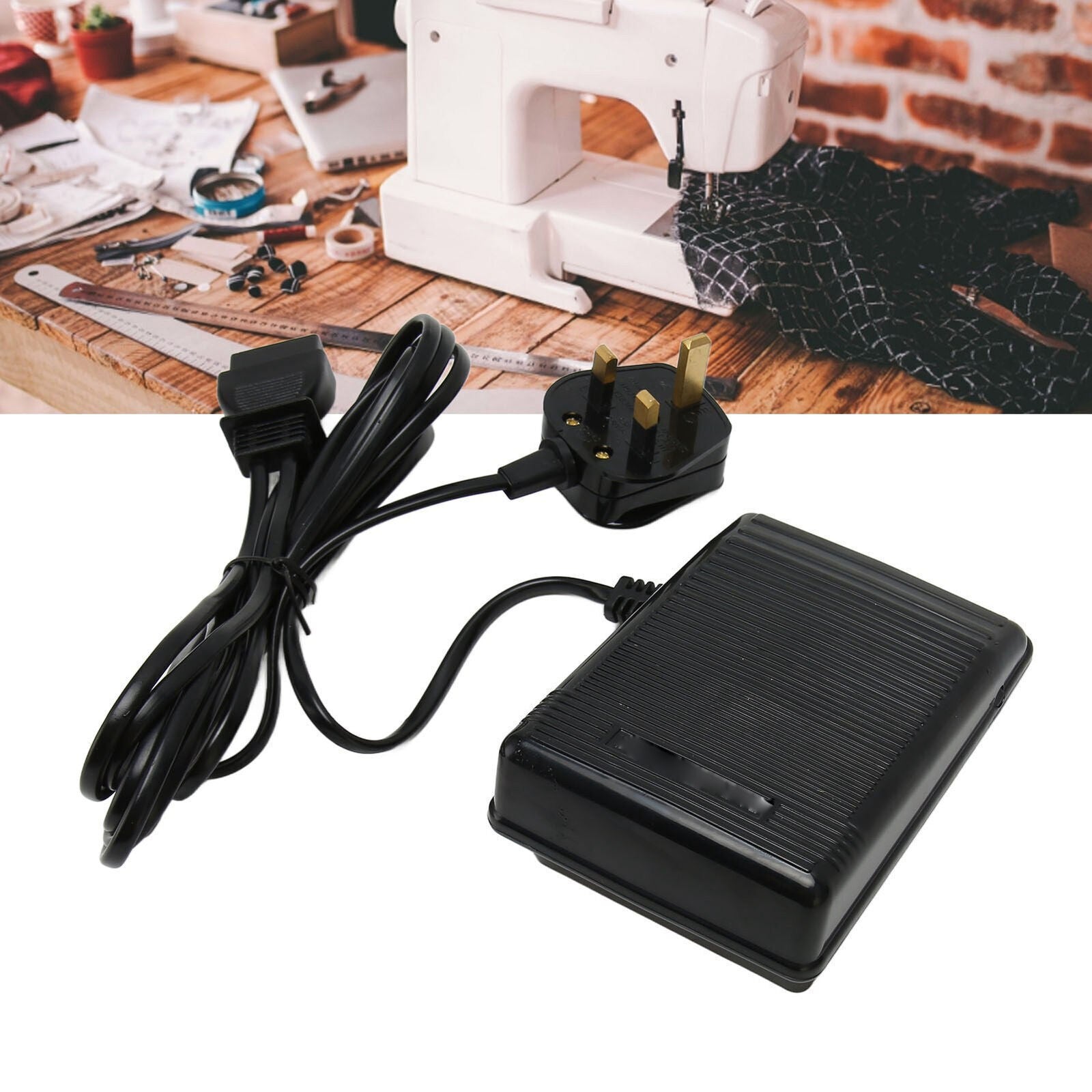 Foot Control Pedal Power Cord UK-Plug Controller Sewing Machine 220V For SINGER