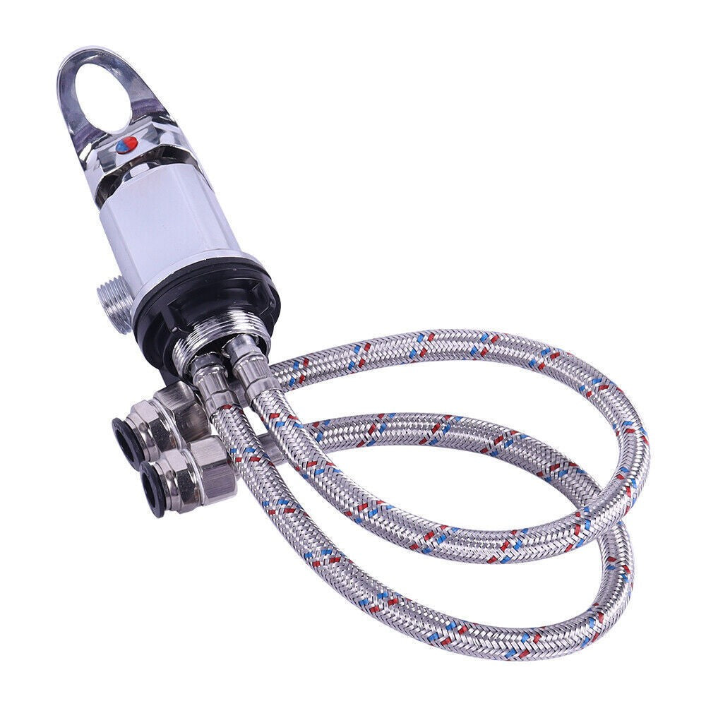 Chrome Caravan Shower Mixer Tap Outlet 1/2" with 400mm Push Fit Tails Campervan