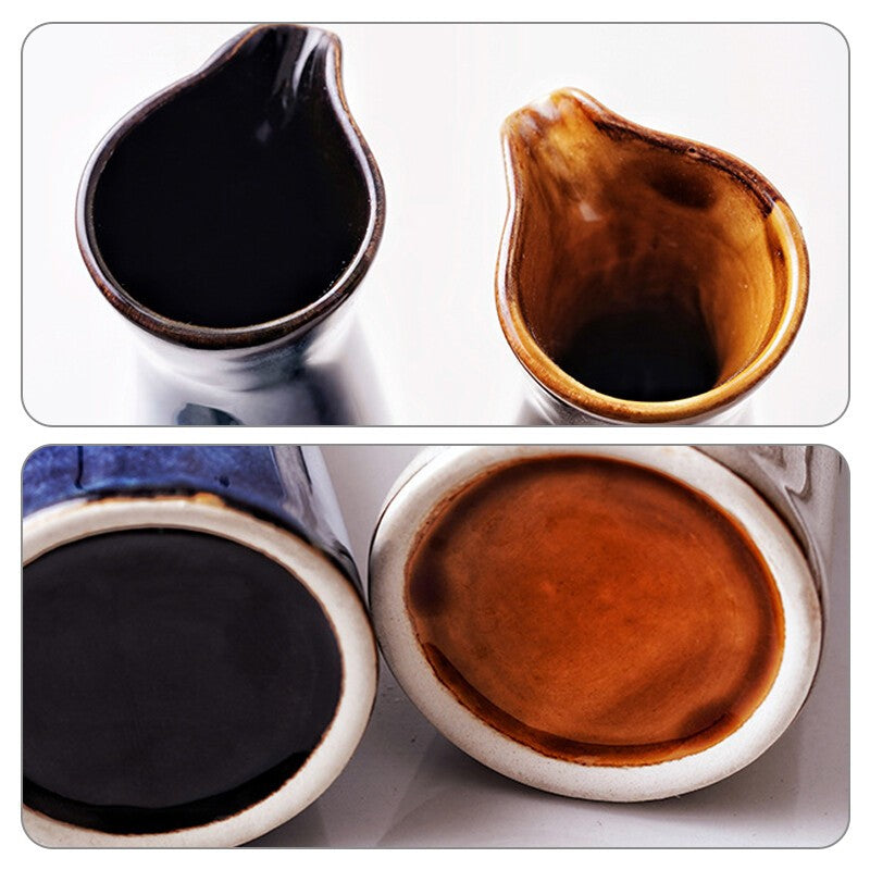 *120ML* Japanese Style Ceramic Oil Olive Dispenser Soy Sauce Pot Small Sauce Jar
