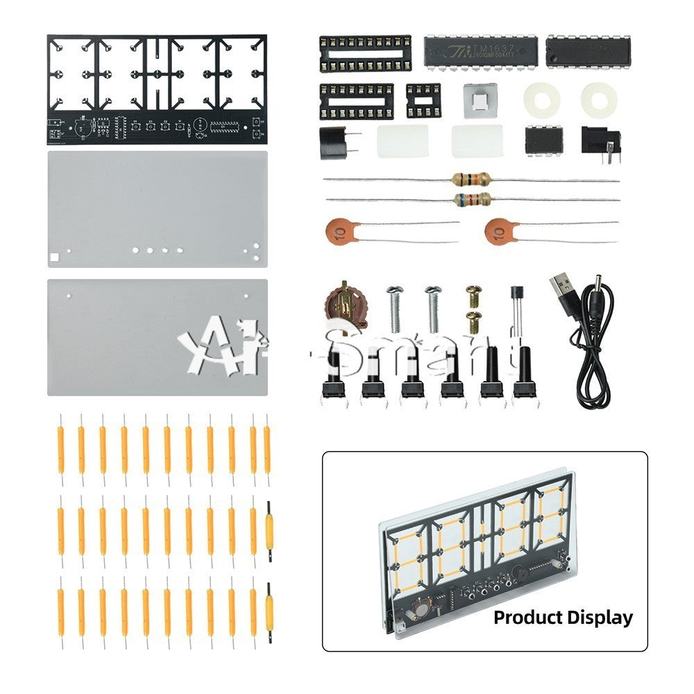 DC 5V 4-Digit Digital Light Bar Clock kit Brightness Adjustment Welding Practice
