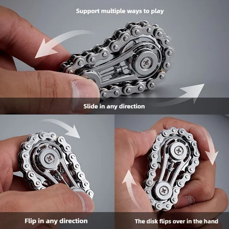 1X Fidget Roller Bike Chain Finger Toy Stress Anxiety Relief Chain Hand Roller