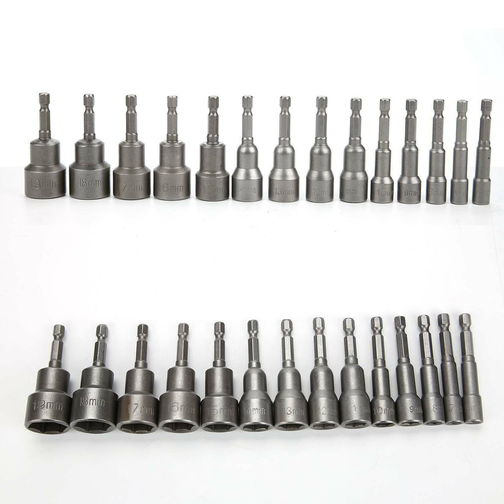 14pcs 6 -19mm 1/4" Nut Driver Bit Set Hex Magnetic Metric Socket Impact Drill UK