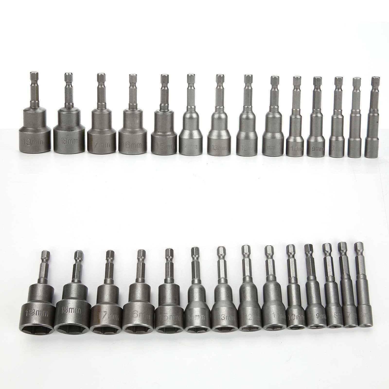 14pcs 6 -19mm 1/4" Nut Driver Bit Set Hex Magnetic Metric Socket Impact Drill UK