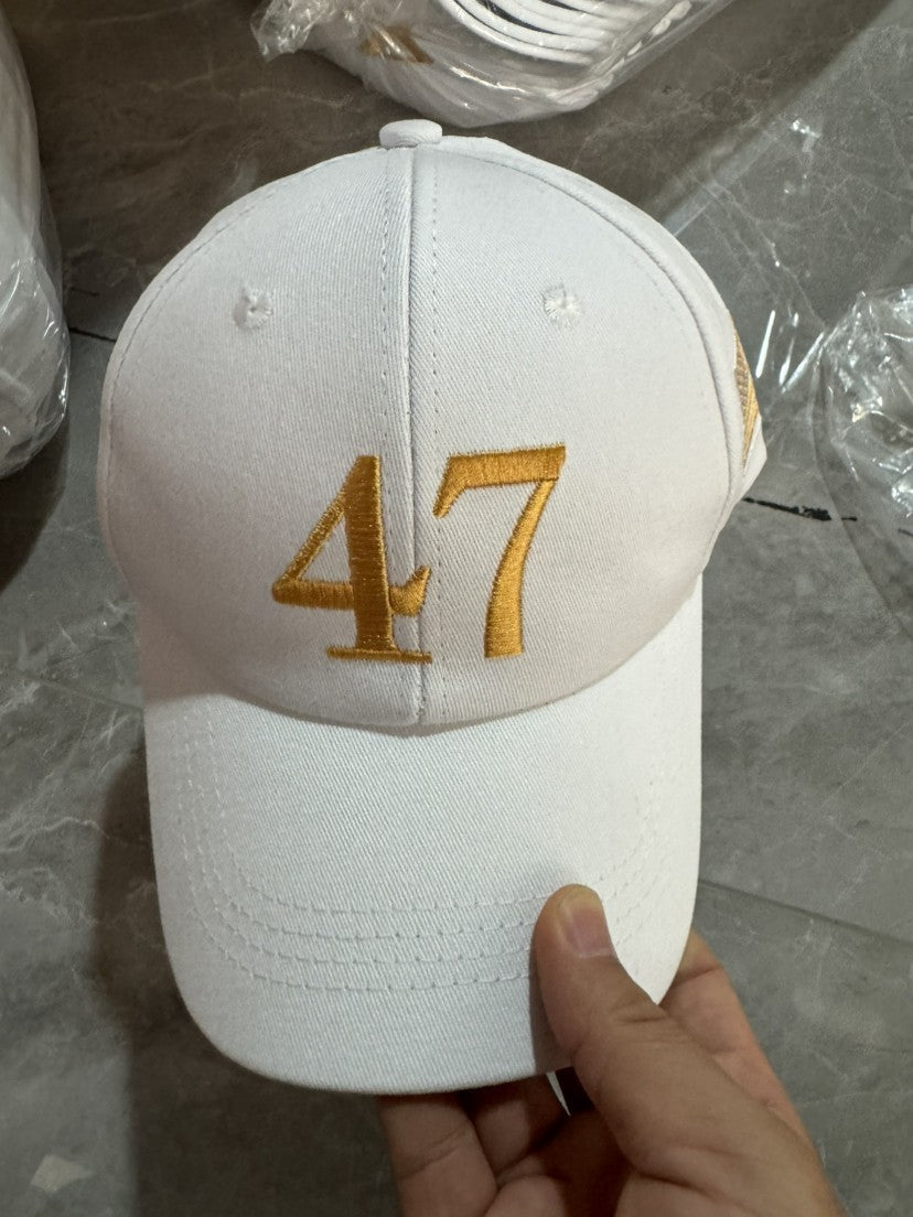 47 Hat Charlie Kirk Gold Embroidered Low Profile Adjustable Hat Republican Cap