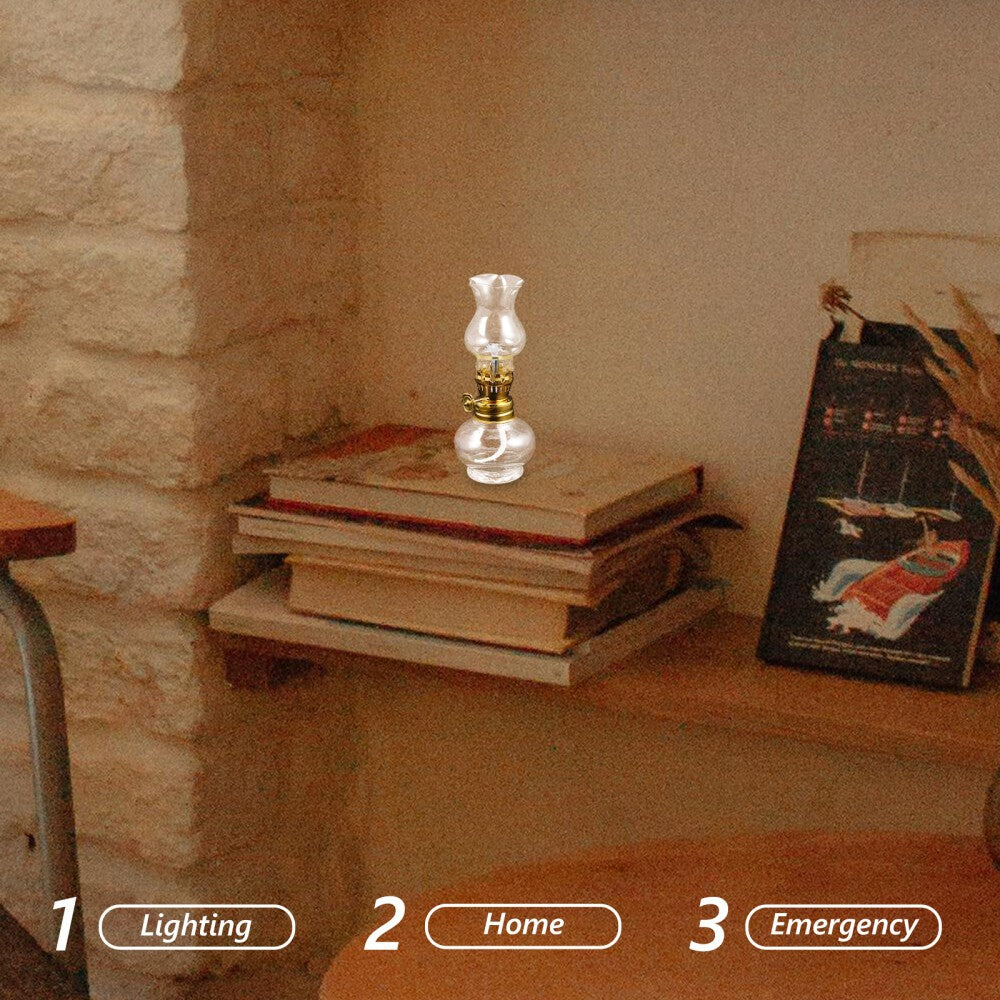 Stylish Glass Oil Lamp Kerosene Lamp for Indoor Emergency Lighting