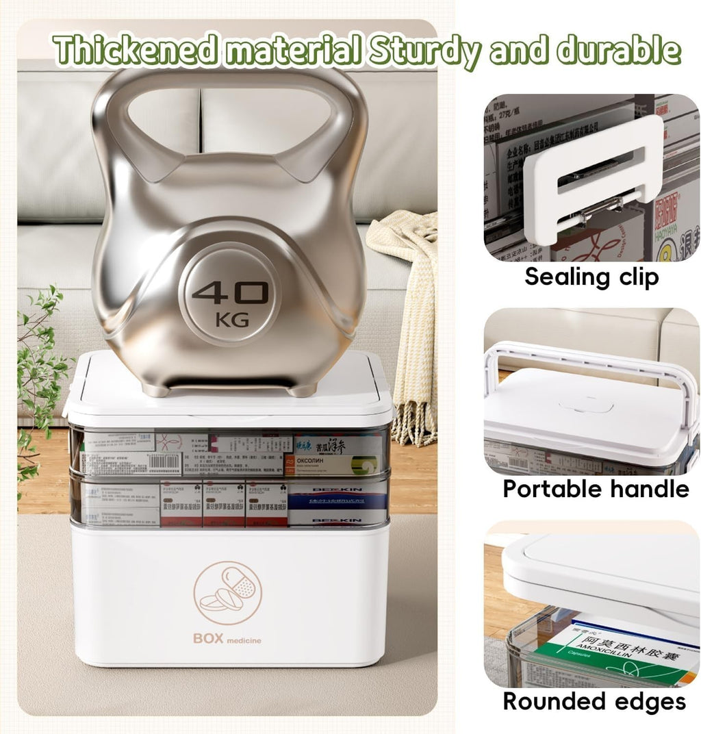 UK Portable Medication Box Large Capacity Medicine Storage Container Case