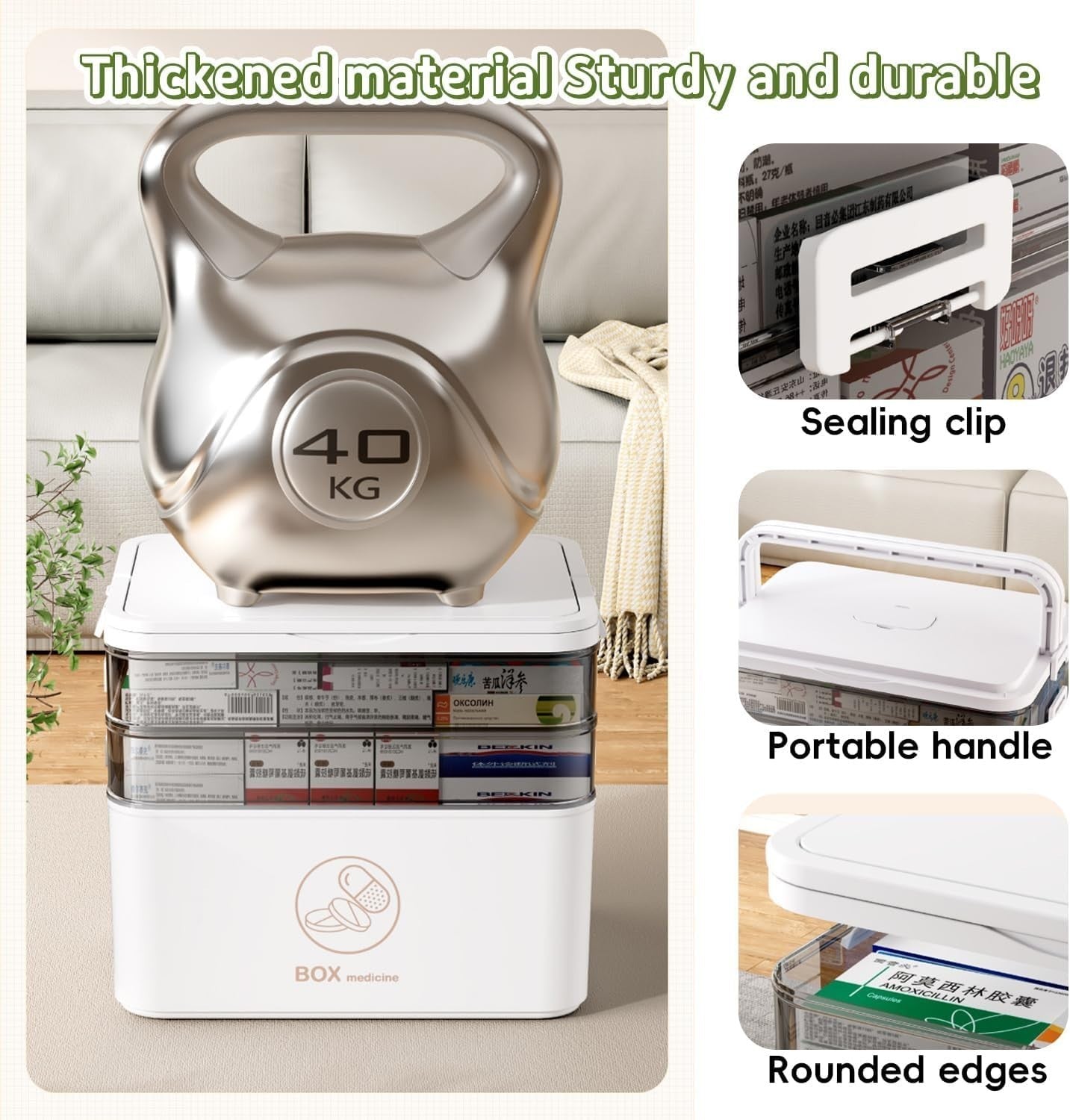 UK Portable Medication Box Large Capacity Medicine Storage Container Case