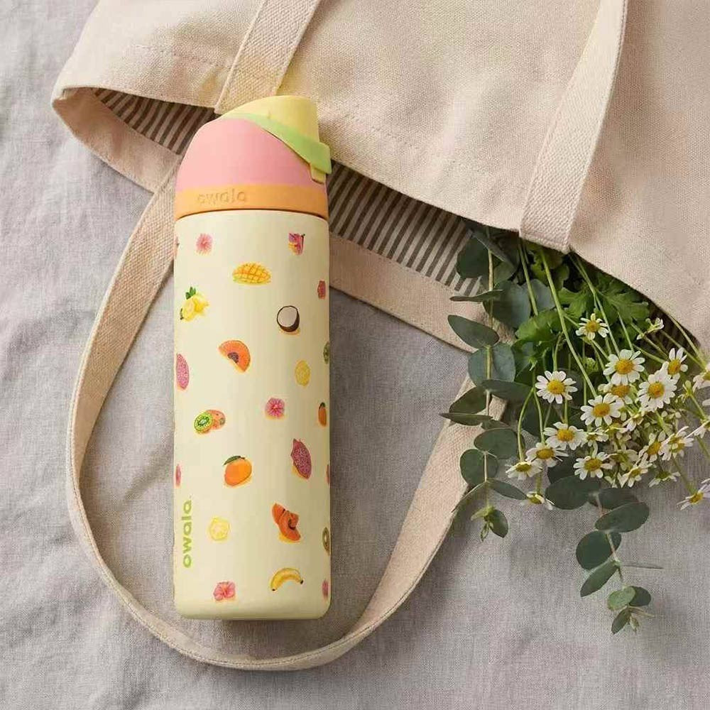 New Owala Freesip "Just Ripe" Fruit Lemon 24oz Water Bottle Keep Warm & Cold UK