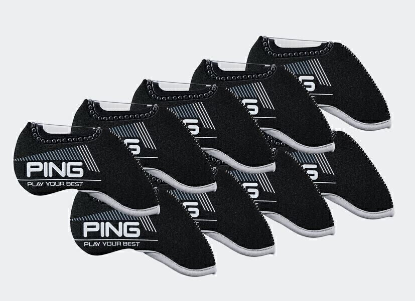 10Pcs Ping Window Classic Style Golf Club Iron Head Cover Black