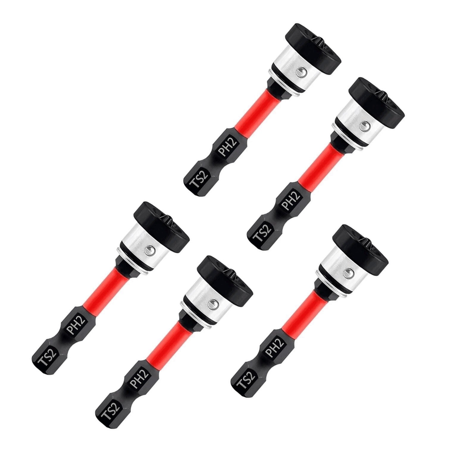 5PCS Plasterboard Screw Setter Bit PH2 50mm Magnetic 1/4" Hex Shank Drywall Tool