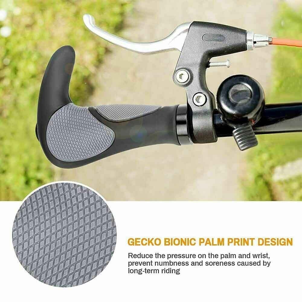 2PCS Ergonomic Rubber Bar End Handlebar Grips Cycling Bicycle MTB Mountain Bike