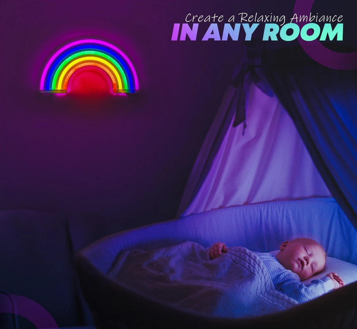 Colourful Rainbow LED Neon Light Stand Wall Bar Lamp Home Nursery Children Room