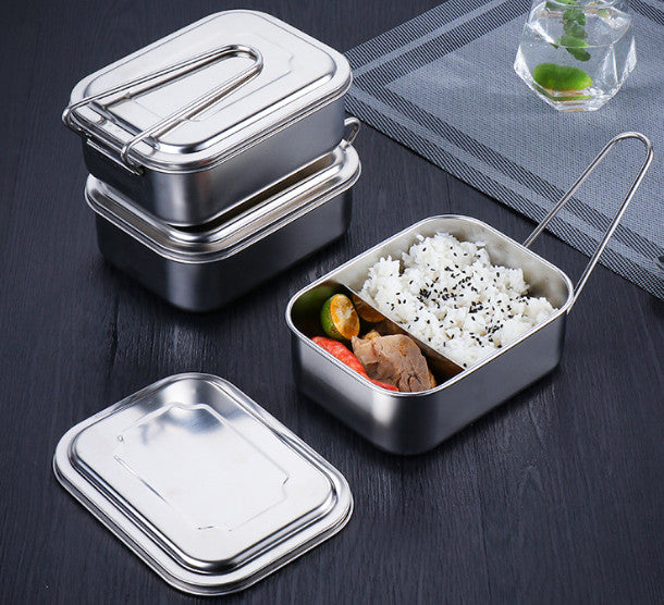 2pcs Divided Stainless Steel Lunch Box, Steamable Portable Food Container